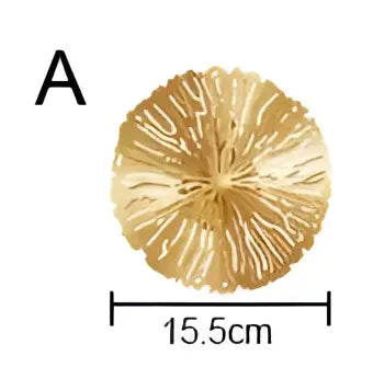 Decorbites lotus leaf copper wall lamp features a 15.5 cm golden brown textured circular design with intricate radial patterns