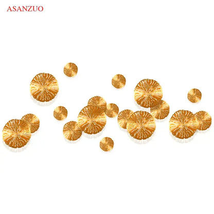 Golden circular decorbites lotus leaf wall lamp with textured radiating pattern copper led light for home decor