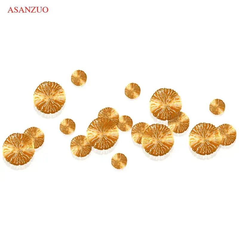 Golden circular decorbites lotus leaf wall lamp with textured radiating pattern copper led light for home decor