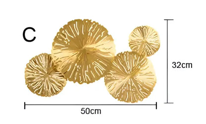 Gold-colored textured circular wall lamp cluster from decorbites lotus leaf copper led light for home decor