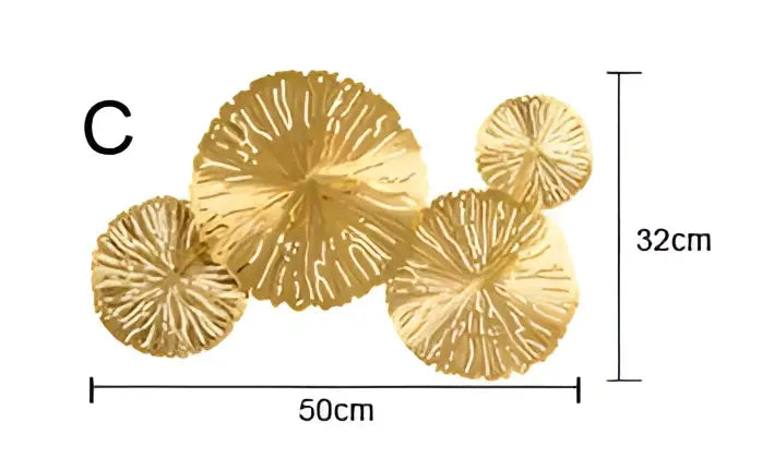 Gold-colored textured circular wall lamp cluster from decorbites lotus leaf copper led light for home decor