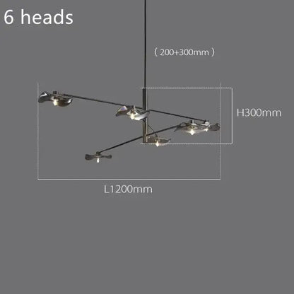 Modern black metal chandelier with six angular light fixtures from decorbites lotus leaf glass iron collection