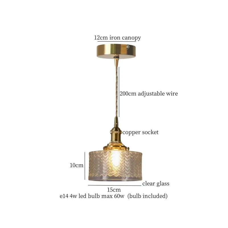 Vintage-style decorbites lotus leaf pendant light with brass canopy, adjustable copper wire, and lotus leaf glass shade