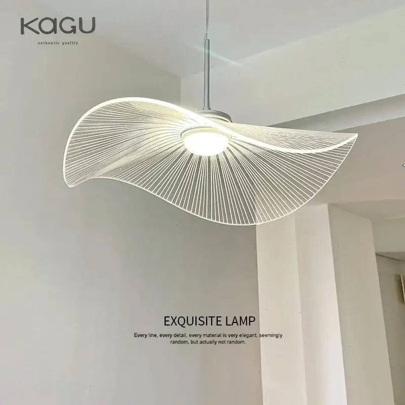 Modern white wireframe pendant lamp with minimalist flowing design in decorbites lotus leaf hat chandelier style for living room