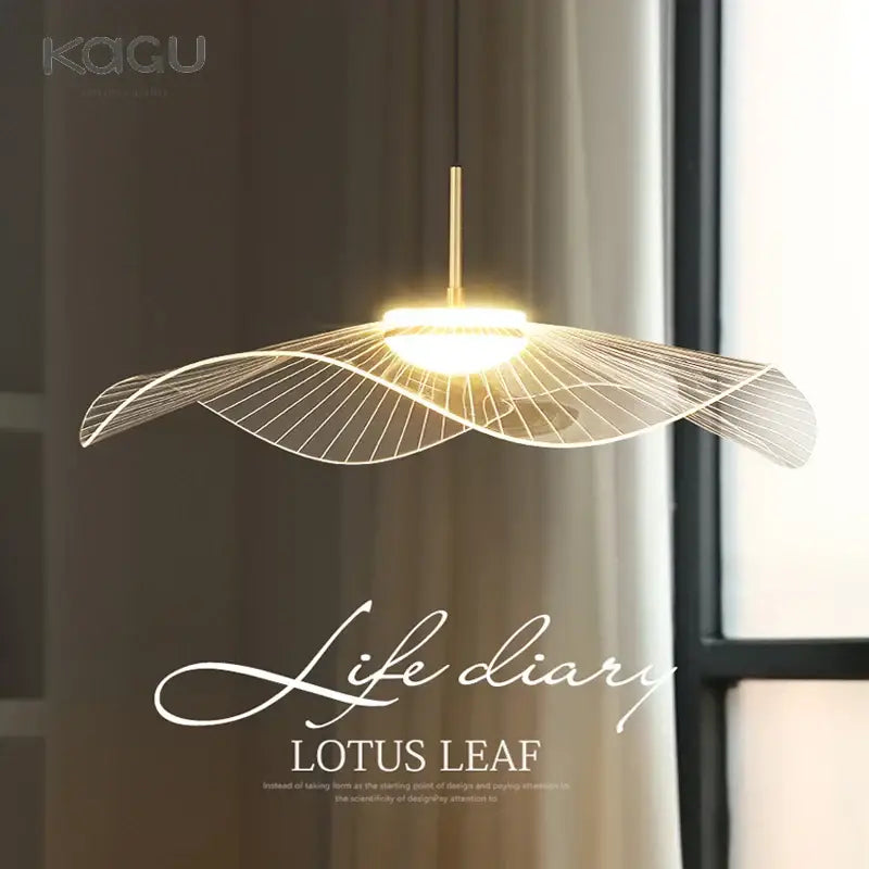 Delicate gold-toned decorbites lotus leaf hat chandelier with modern flowing wireframe design for living room and bedroom