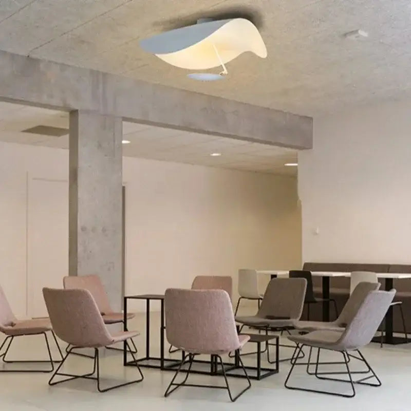Modern decorbites lotus leaf led ceiling chandelier with sleek white and pale blue sculptural design for indoor lighting