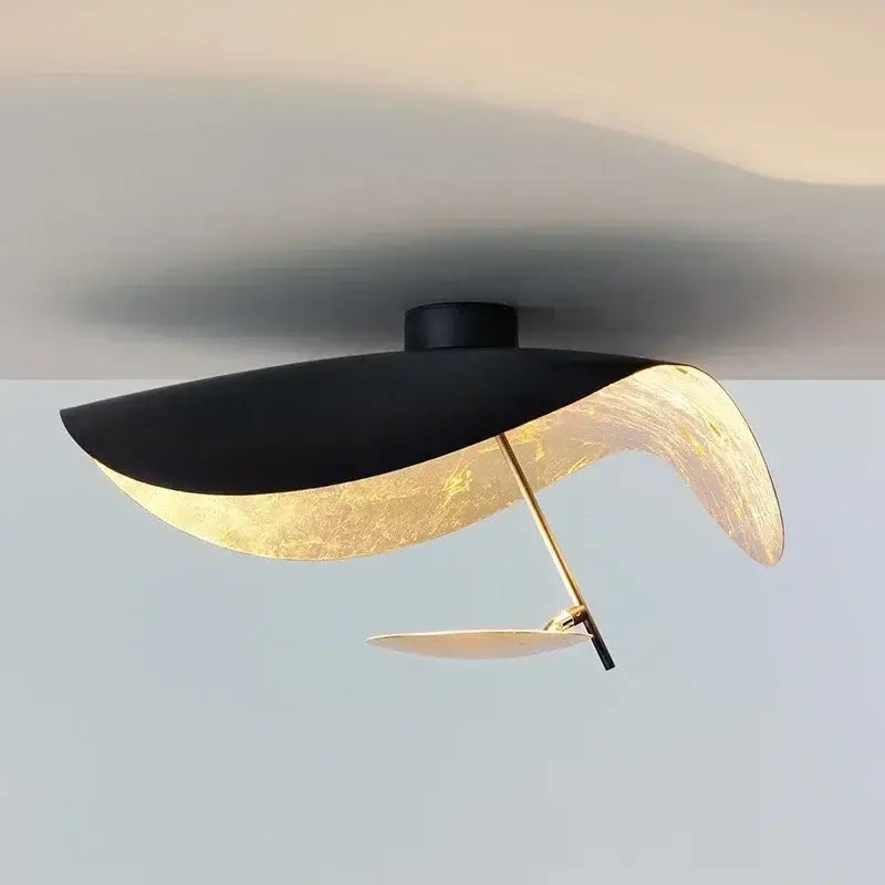 Modern black and gold decorbites lotus leaf led ceiling chandelier with sleek sculptural leaf design for indoor lighting