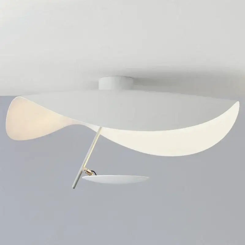 Modern white decorbites lotus leaf led ceiling chandelier with sculptural design and metallic accent arm for indoor lighting
