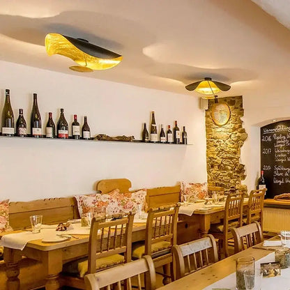Golden shell-shaped decorbites lotus leaf led ceiling chandelier with black underside for indoor lighting