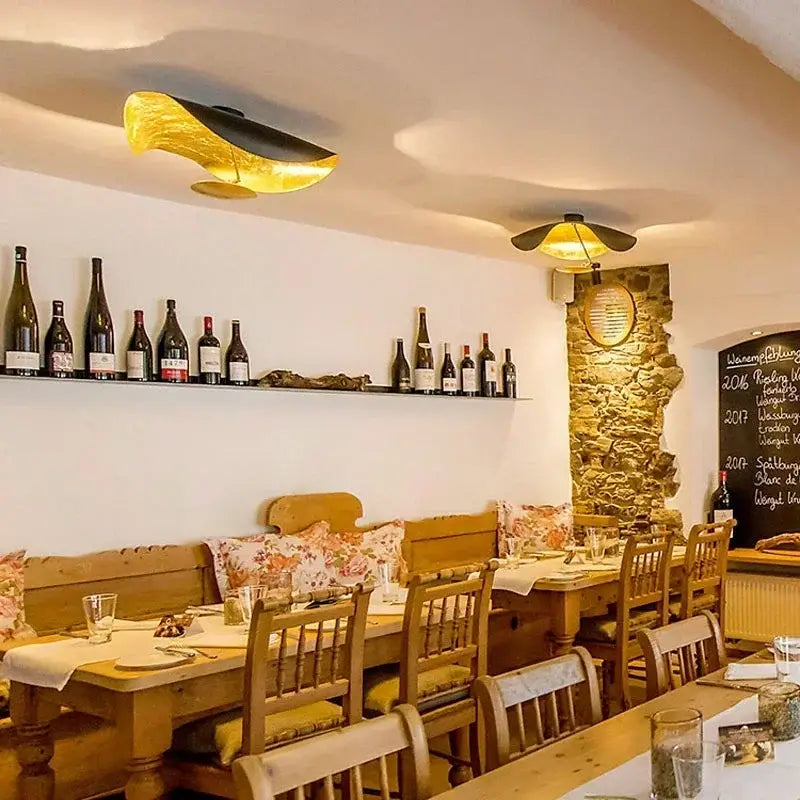 Golden shell-shaped decorbites lotus leaf led ceiling chandelier with black underside for indoor lighting