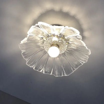 Clear glass ceiling lamp with petal design and central bulb for decorbites lotus leaf led purple copper interior lighting