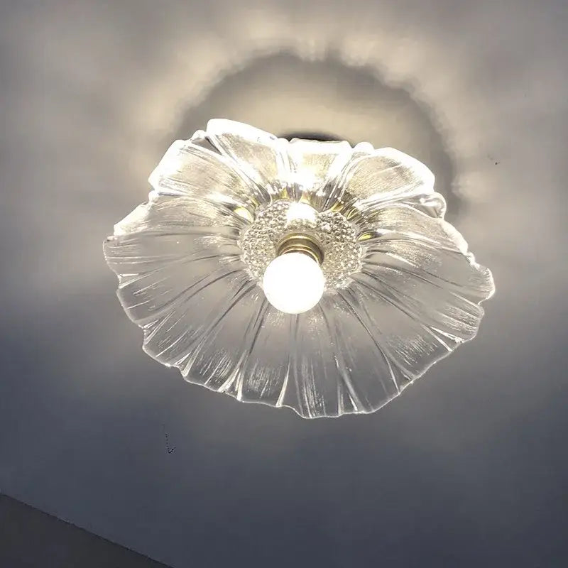 Clear glass ceiling lamp with petal design and central bulb for decorbites lotus leaf led purple copper interior lighting
