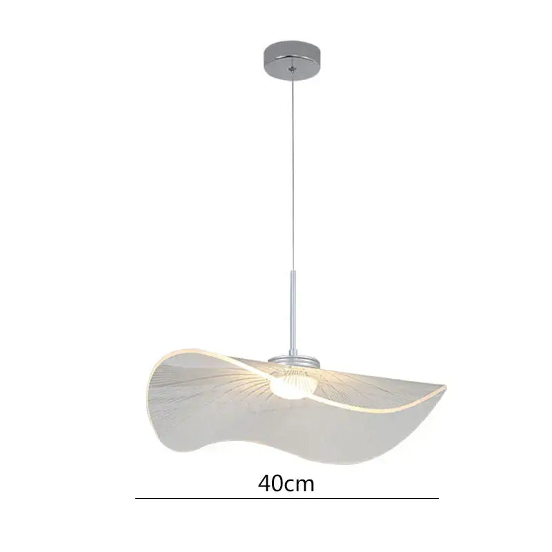Modern pendant light with translucent white fan-shaped shade and chrome hardware for living room by DecorBites Lotus Leaf LED