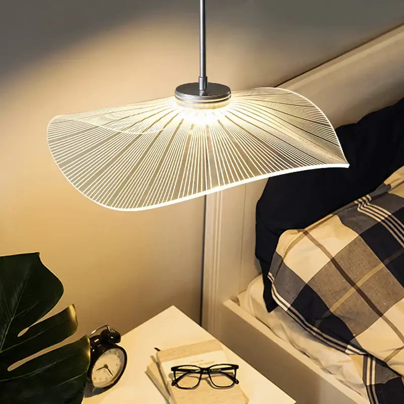 Modern pendant light decorbites lotus leaf led chandelier with translucent white acrylic and polished chrome metal design