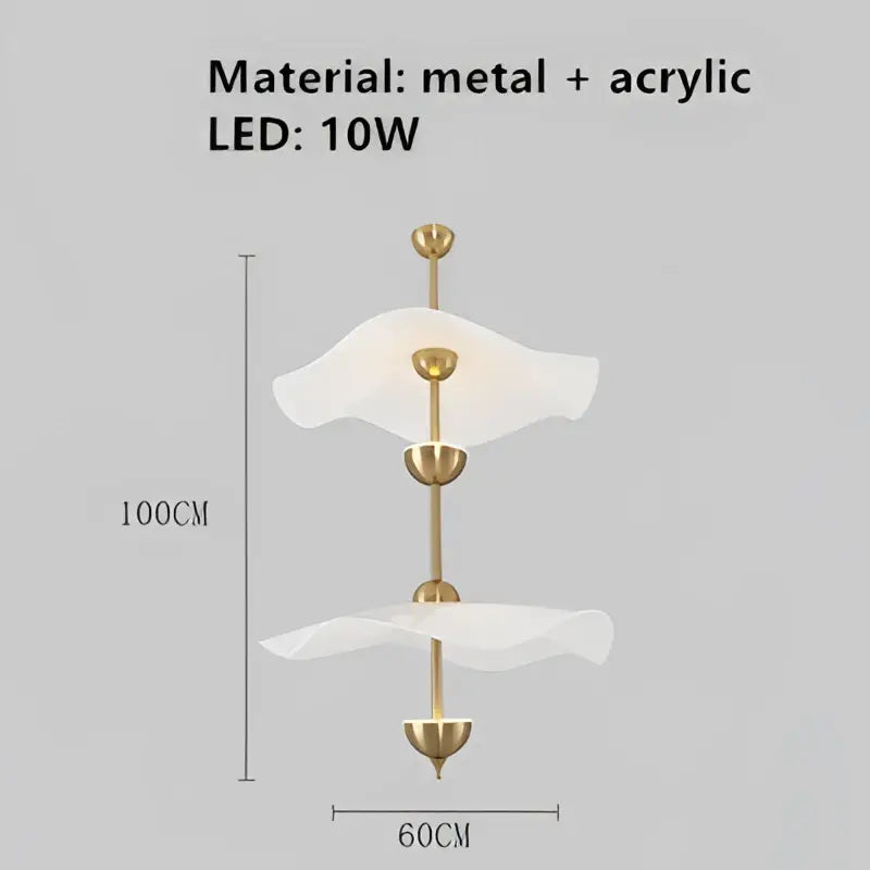 Decorbites lotus leaf pendant lamp gold-toned metal and acrylic tiered pendant lamp with modern layered design