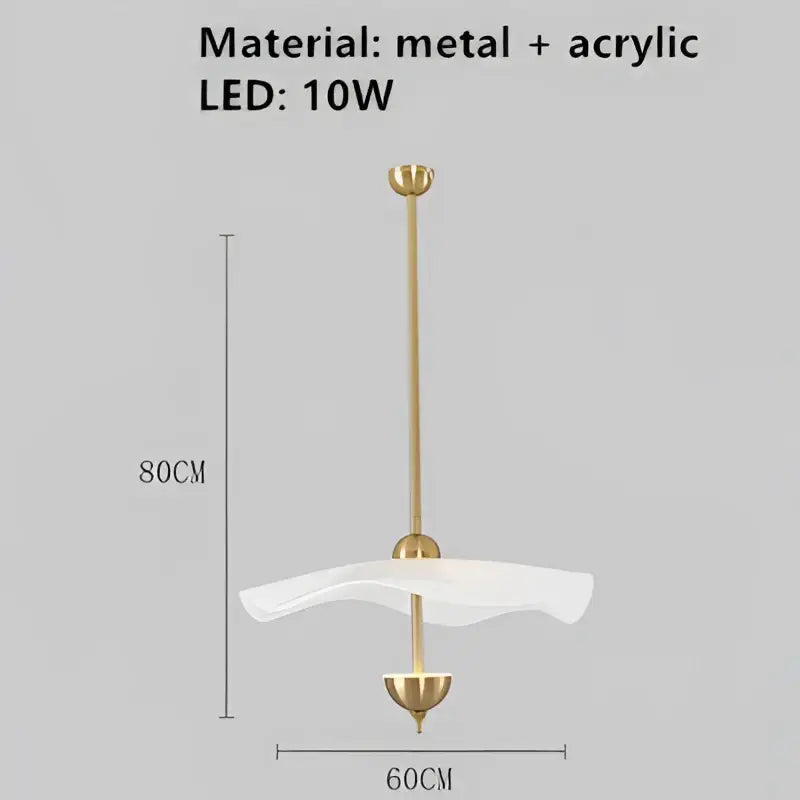 Gold-toned metal and acrylic decorbites lotus leaf pendant lamp with sleek modern design for home or shop lighting