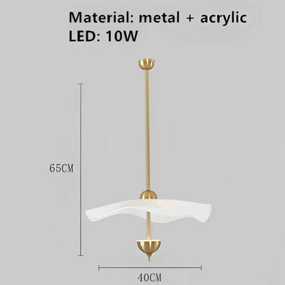 Gold-toned metal and acrylic decorbites lotus leaf pendant lamp with sleek modern art deco design for home and shop lighting