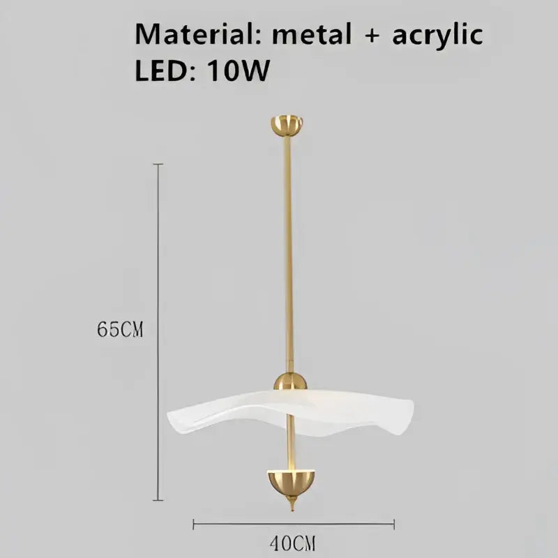Gold-toned metal and acrylic decorbites lotus leaf pendant lamp with sleek modern art deco design for home and shop lighting
