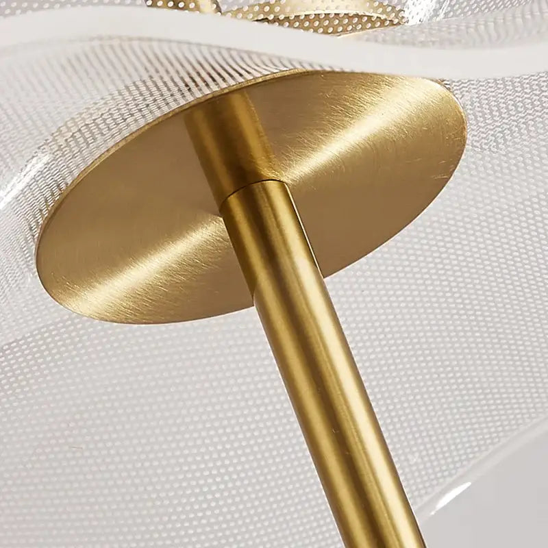 DecorBites™ lotus leaf pendant light with gold-toned metal stem and textured glass shade for restaurant and bedroom use