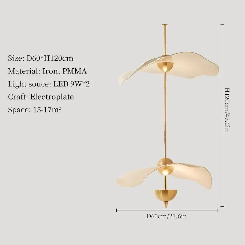 Decorbites lotus leaf pendant lights with gold electroplated iron and pmma petal-shaped shades for ceiling chandelier