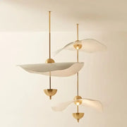 Gold-toned decorbites lotus leaf pendant lights with translucent sculptural petal shades for ceiling staircase chandelier