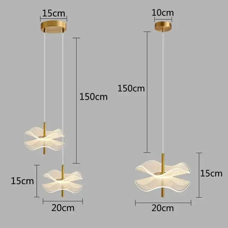 Gold-toned decorbites lotus leaf pendant light with translucent petal diffuser minimalist design for restaurant and bedroom