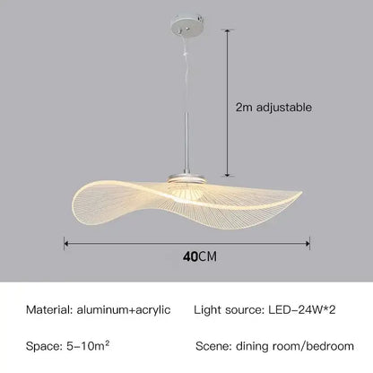 Decorbites lotus leaf pendant lights feature a 40cm wide aluminum and acrylic lotus leaf pendant with a wave-shaped shade