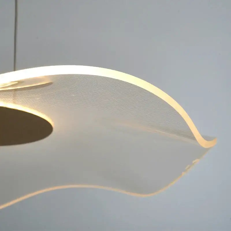 Modern minimalist decorbites lotus leaf pendant lights with translucent curved acrylic shade and warm LED illumination