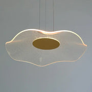 Modern pendant lights decorbites lotus leaf pendant with translucent wave-shaped mesh and warm led glow for living room
