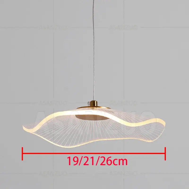Modern wave-shaped decorbites lotus leaf single pendant lamp with translucent glass shade and gold-toned metal frame