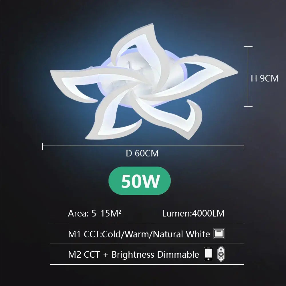 White modern flower-shaped decorbites lotus led chandelier with sleek acrylic design and 50w power rating for living spaces