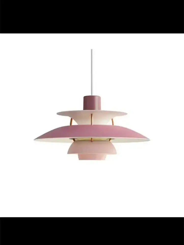 Pastel pink layered loui led pendant light with gold-toned accents and modern design for kitchen and living room use