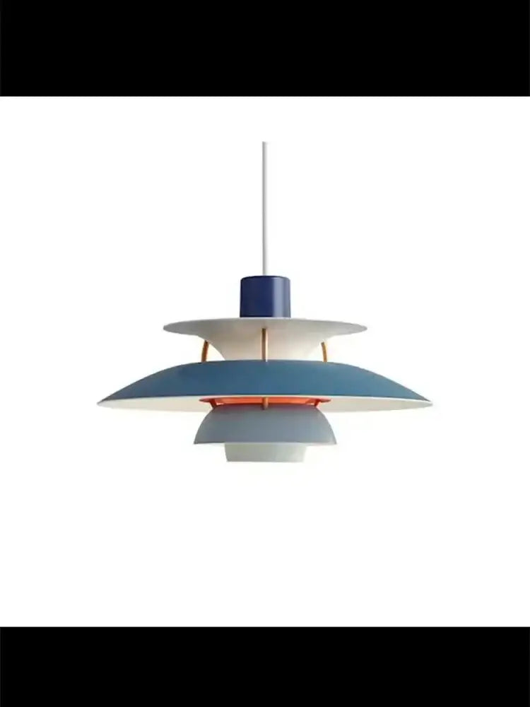 Blue and white layered loui led pendant light with copper accents high-quality danish design for kitchen and living room