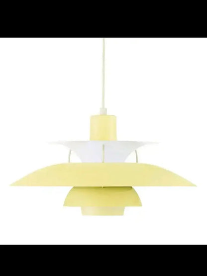 A pale yellow multi-tiered loui led pendant light by decorbites featuring a sleek modern design for kitchen and living room