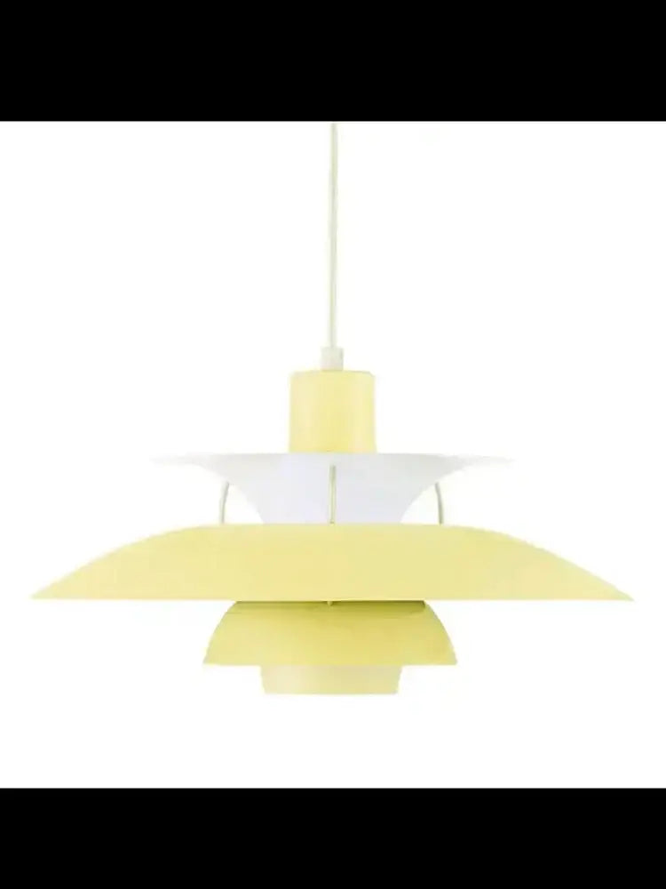A pale yellow multi-tiered loui led pendant light by decorbites featuring a sleek modern design for kitchen and living room