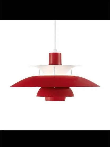 DecorBites Loui LED pendant light featuring a red layered modern design for kitchen and living room lighting