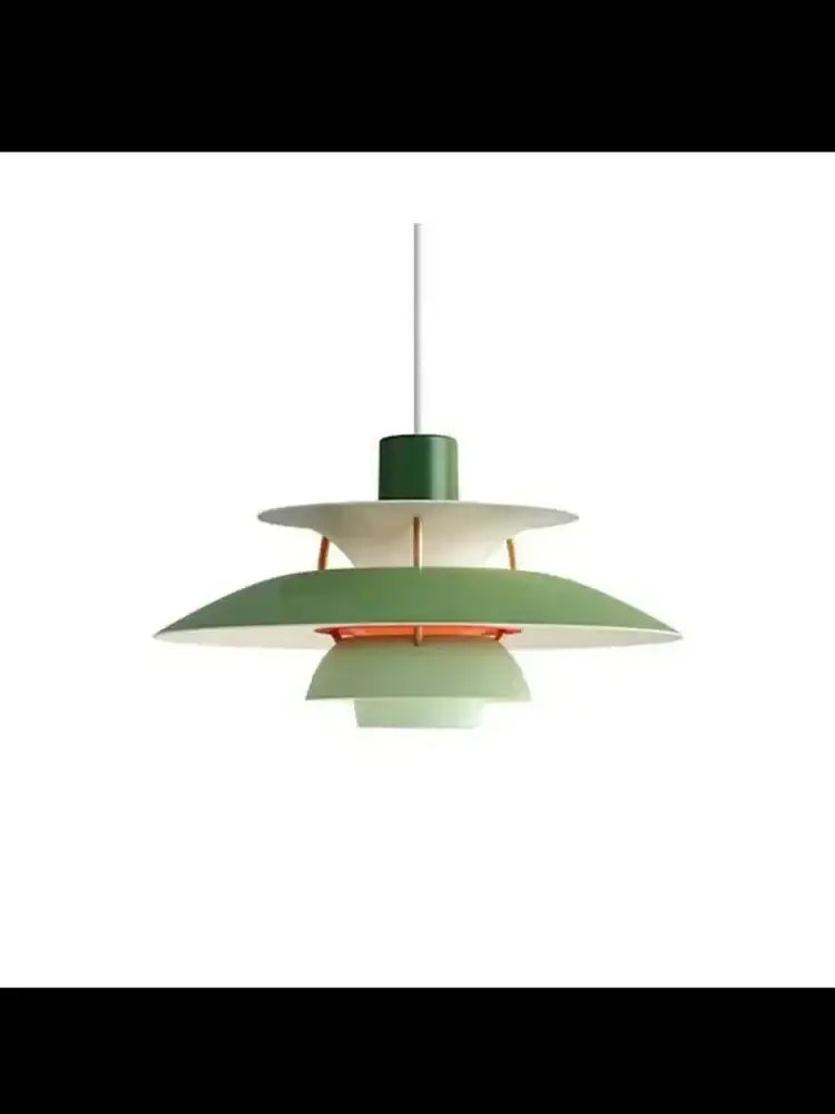 Decorbites loui led pendant light featuring a green layered design with copper accents for kitchen or living room use