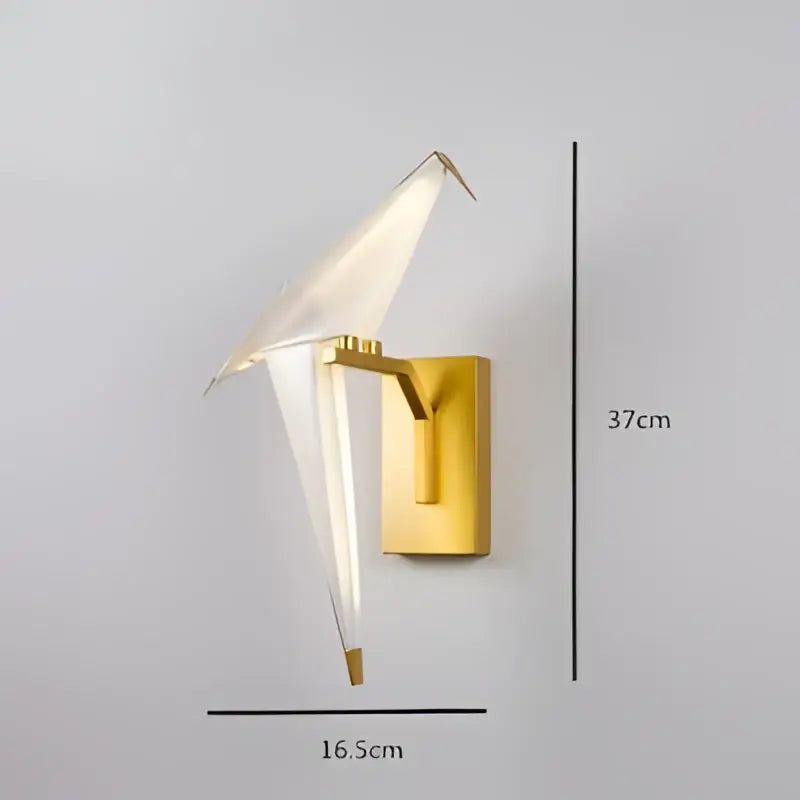 Gold-toned decorbites love bird wall sconce with translucent white glass wings for elegant dining room lighting