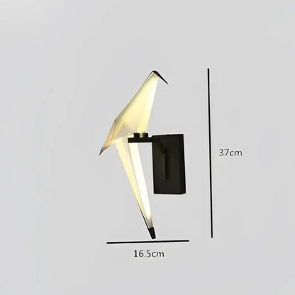 Decorbites™ love bird led wall sconce iron acryl black and white origami style wall sconce with glowing interior light