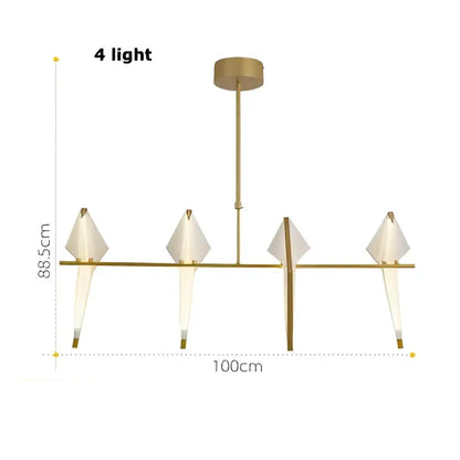 Decorbites™ love bird led wall sconce gold-toned modern iron acryl with four diamond frosted glass shades for bedroom use