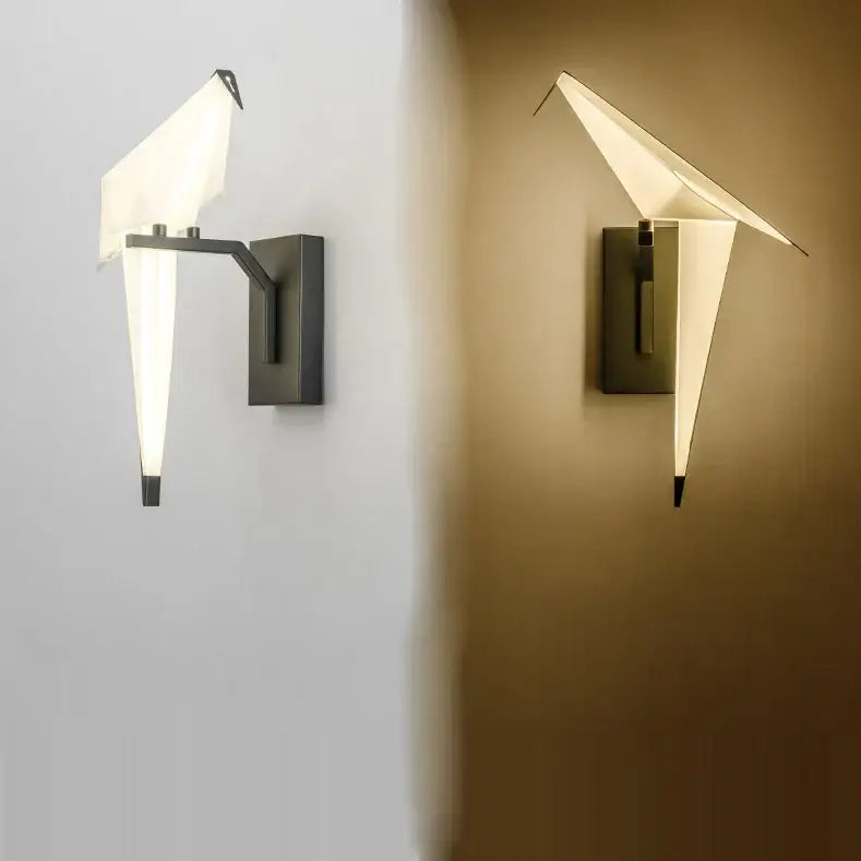 DecorBites™ love bird led wall sconce with black iron base and translucent white acryl body for bedroom corridor lighting