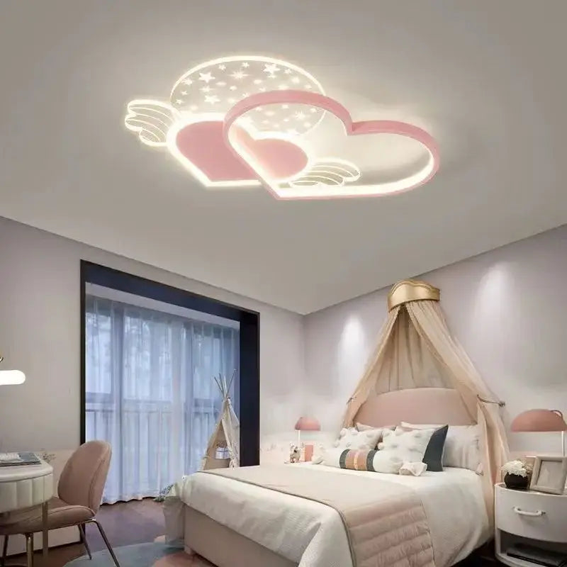 Pink led decorbites love ceiling lamp with heart and cloud design for boys and girls room lighting