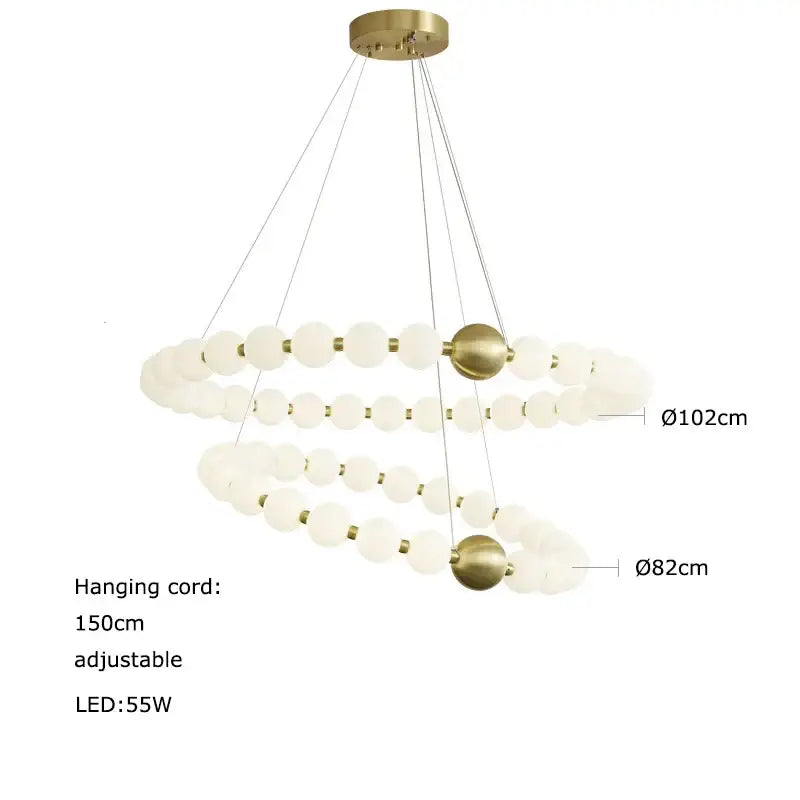 Modern brass-finished decorbites love gold chrome chandelier with three frosted glass rings for dining room lighting