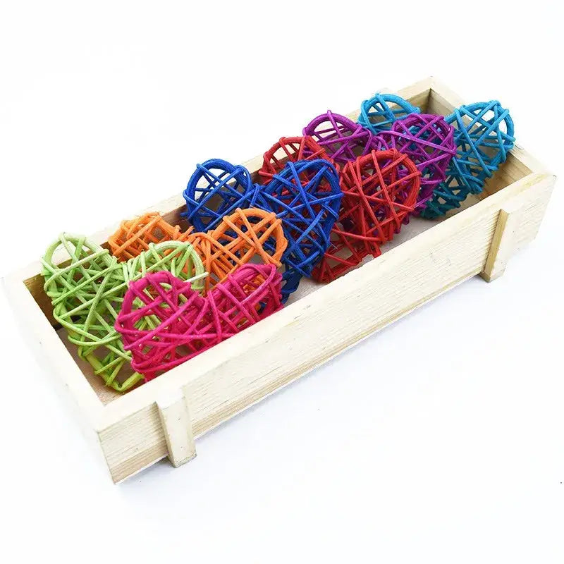 A collection of decorbites love heart decorations featuring colorful woven heart-shaped balls for wedding and valentines decor