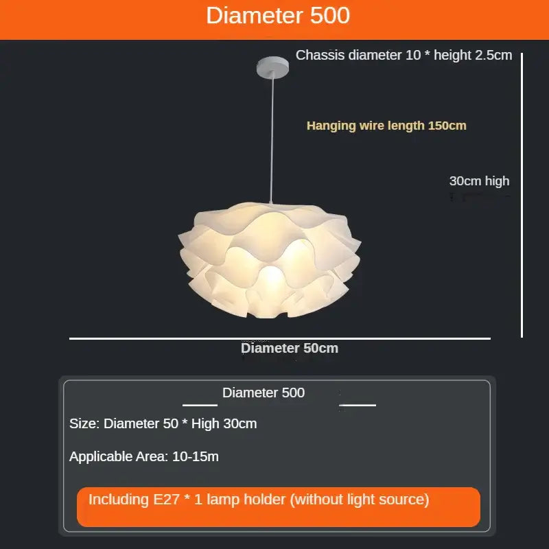 Decorbites love me not chandelier simple white flower lamp with petal-shaped layered design and e27 bulb holder