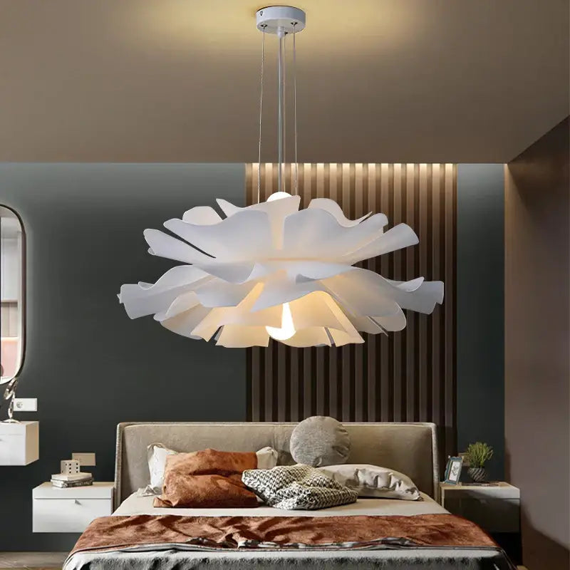 Decorbites love me not chandelier simple white flower lamp with layered petal design for bedroom or kitchen lighting