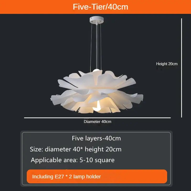 A decorbites love me not chandelier featuring a modern white five-tier simple white flower lamp with petal-like shades