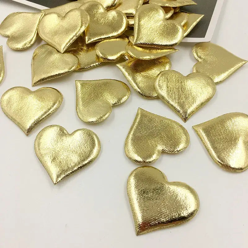 Golden heart-shaped confetti pieces with metallic finish for decorbites love petal peach heart wedding bouquet decor