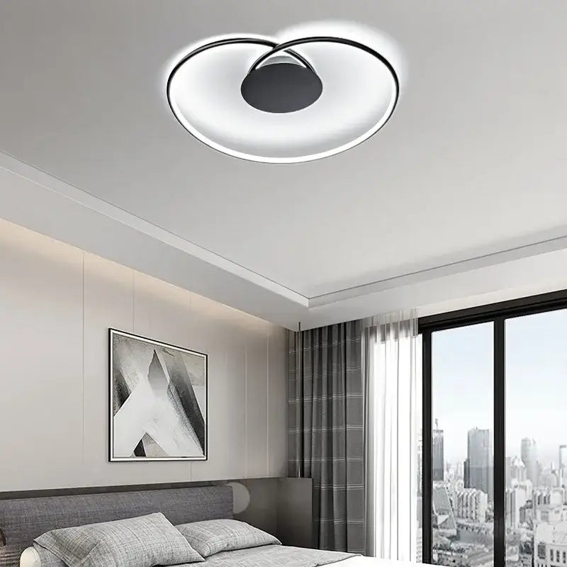 Modern black and white DecorBites love shaped ceiling light with sleek minimalist design for bedroom and living room decor