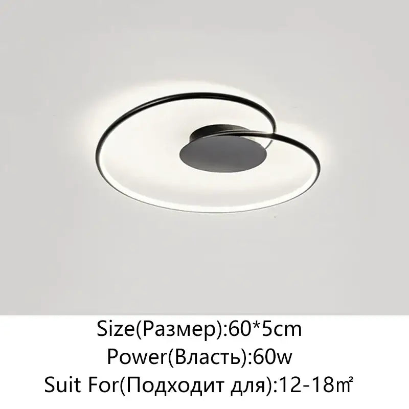 Modern black circular led decorbites love shaped ceiling light with sleek minimalist design for bedroom and living room
